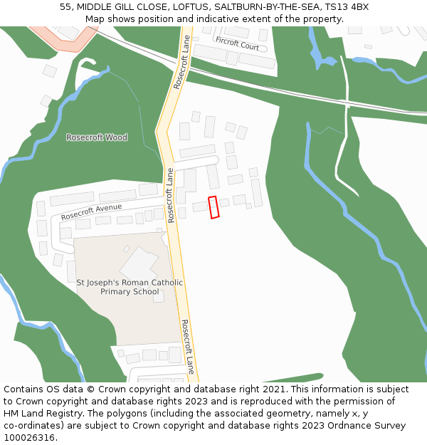 55, MIDDLE GILL CLOSE, LOFTUS, SALTBURN-BY-THE-SEA, TS13 4BX: Location map and indicative extent of plot