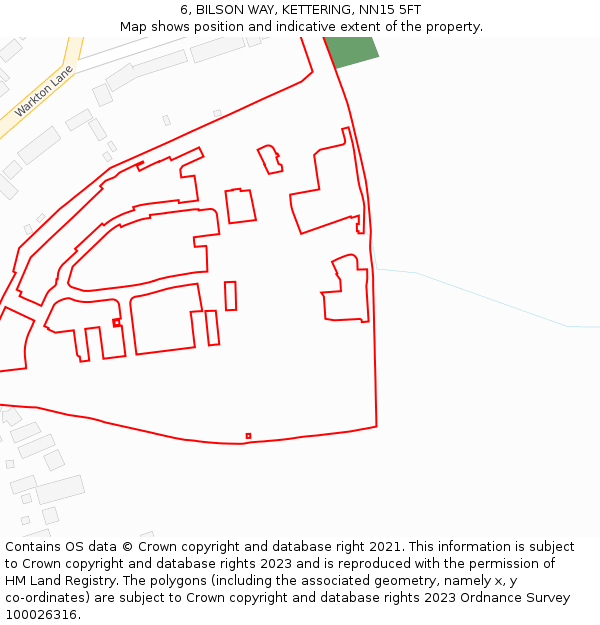 6, BILSON WAY, KETTERING, NN15 5FT: Location map and indicative extent of plot