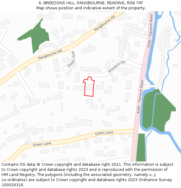 6, BREEDONS HILL, PANGBOURNE, READING, RG8 7AT: Location map and indicative extent of plot