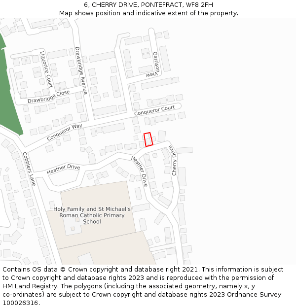 6, CHERRY DRIVE, PONTEFRACT, WF8 2FH: Location map and indicative extent of plot