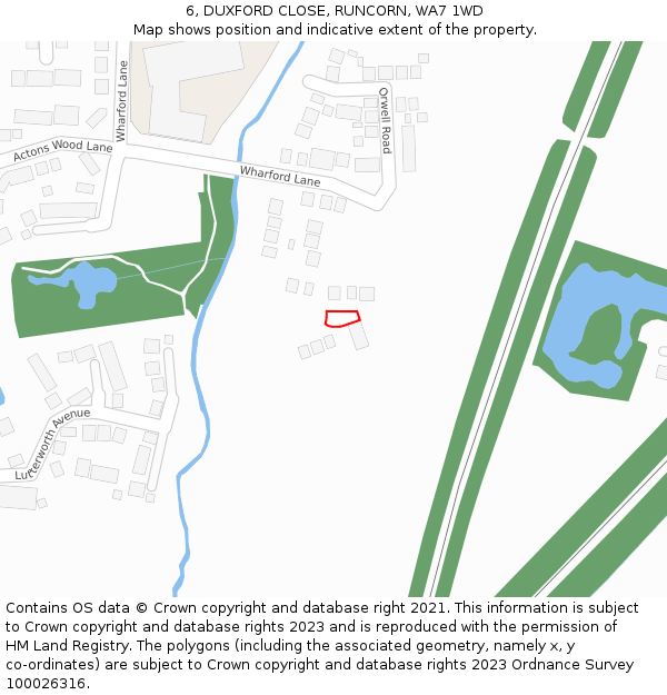 6, DUXFORD CLOSE, RUNCORN, WA7 1WD: Location map and indicative extent of plot