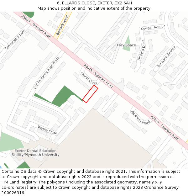 6, ELLARDS CLOSE, EXETER, EX2 6AH: Location map and indicative extent of plot