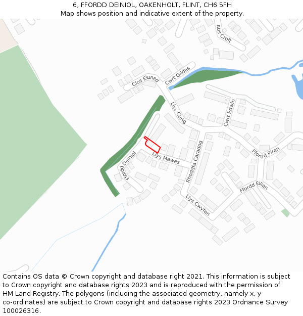 6, FFORDD DEINIOL, OAKENHOLT, FLINT, CH6 5FH: Location map and indicative extent of plot