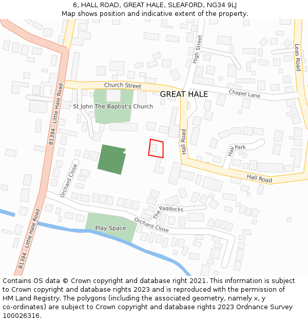 6, HALL ROAD, GREAT HALE, SLEAFORD, NG34 9LJ: Location map and indicative extent of plot