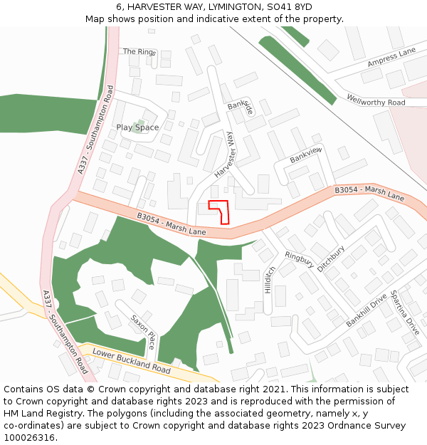 6, HARVESTER WAY, LYMINGTON, SO41 8YD: Location map and indicative extent of plot