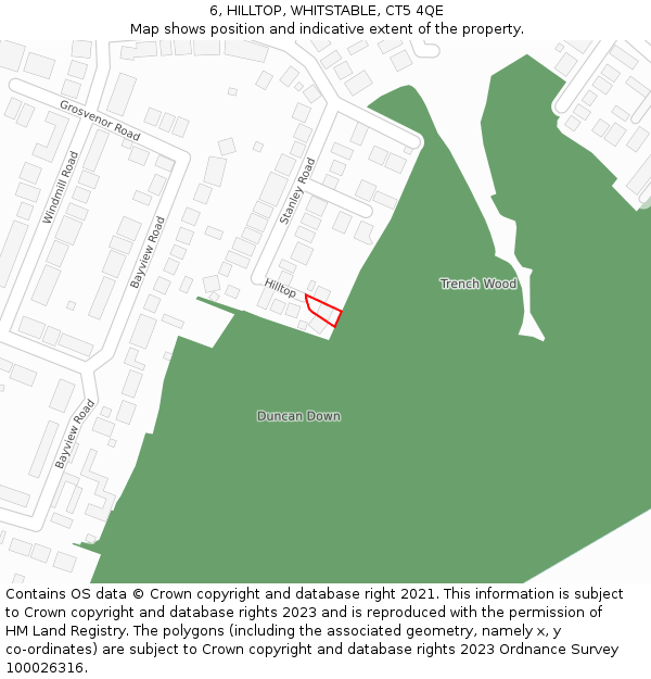 6, HILLTOP, WHITSTABLE, CT5 4QE: Location map and indicative extent of plot