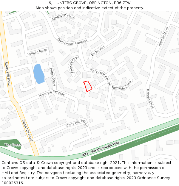 6, HUNTERS GROVE, ORPINGTON, BR6 7TW: Location map and indicative extent of plot