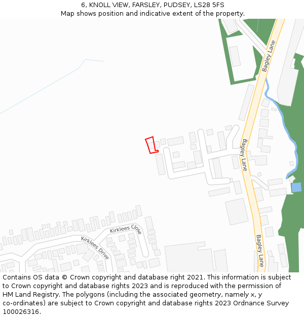 6, KNOLL VIEW, FARSLEY, PUDSEY, LS28 5FS: Location map and indicative extent of plot