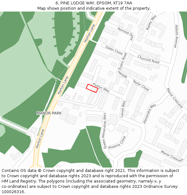 6, PINE LODGE WAY, EPSOM, KT19 7AA: Location map and indicative extent of plot