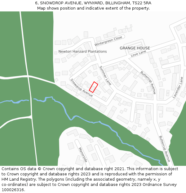 6, SNOWDROP AVENUE, WYNYARD, BILLINGHAM, TS22 5RA: Location map and indicative extent of plot