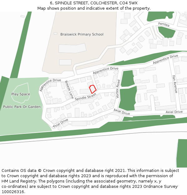 6, SPINDLE STREET, COLCHESTER, CO4 5WX: Location map and indicative extent of plot