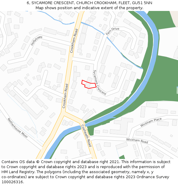 6, SYCAMORE CRESCENT, CHURCH CROOKHAM, FLEET, GU51 5NN: Location map and indicative extent of plot