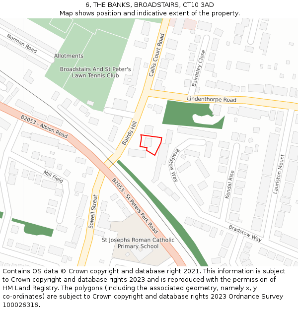 6, THE BANKS, BROADSTAIRS, CT10 3AD: Location map and indicative extent of plot