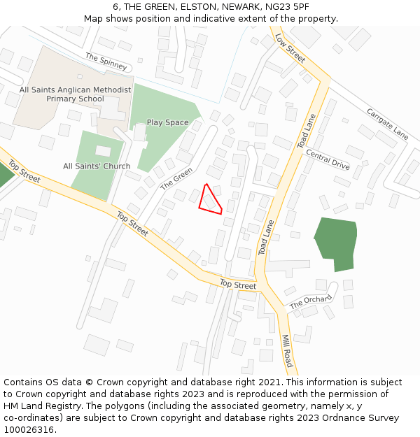 6, THE GREEN, ELSTON, NEWARK, NG23 5PF: Location map and indicative extent of plot