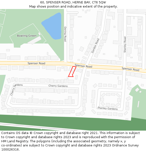 60, SPENSER ROAD, HERNE BAY, CT6 5QW: Location map and indicative extent of plot