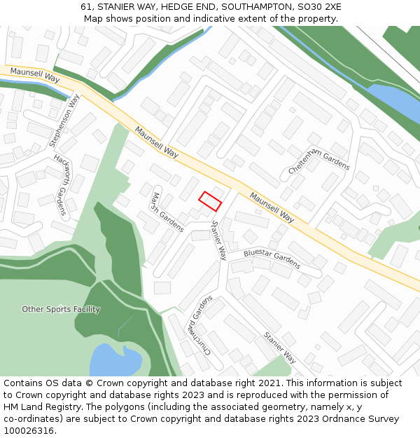 61, STANIER WAY, HEDGE END, SOUTHAMPTON, SO30 2XE: Location map and indicative extent of plot