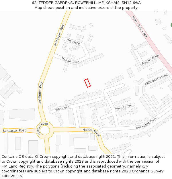 62, TEDDER GARDENS, BOWERHILL, MELKSHAM, SN12 6WA: Location map and indicative extent of plot