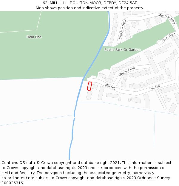 63, MILL HILL, BOULTON MOOR, DERBY, DE24 5AF: Location map and indicative extent of plot