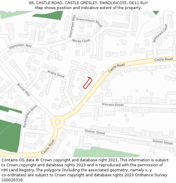 66, CASTLE ROAD, CASTLE GRESLEY, SWADLINCOTE, DE11 9LH: Location map and indicative extent of plot