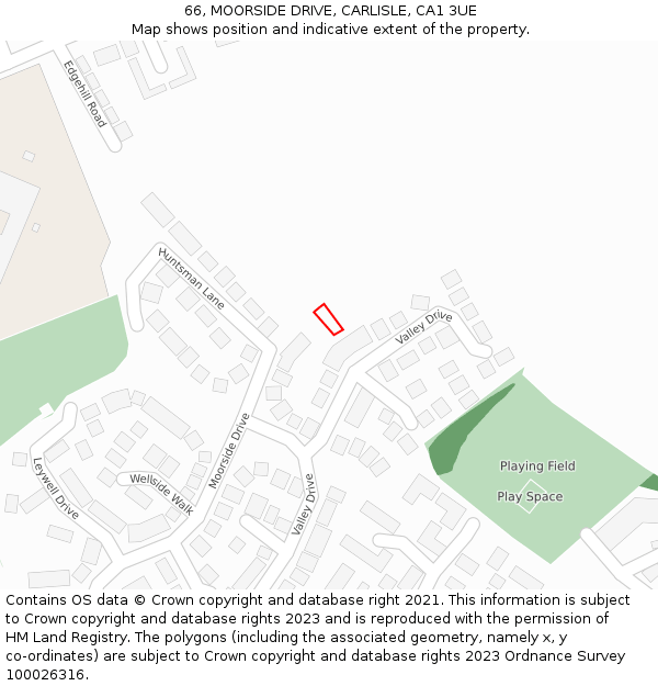 66, MOORSIDE DRIVE, CARLISLE, CA1 3UE: Location map and indicative extent of plot