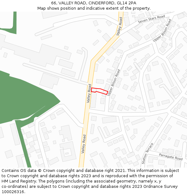 66, VALLEY ROAD, CINDERFORD, GL14 2PA: Location map and indicative extent of plot