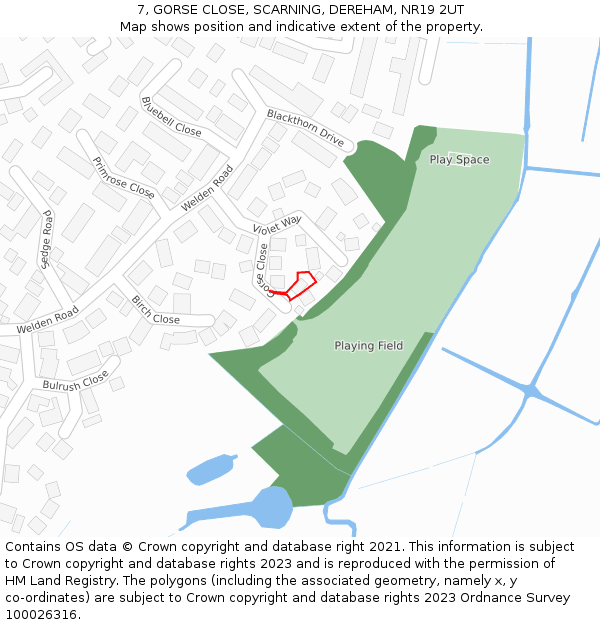 7, GORSE CLOSE, SCARNING, DEREHAM, NR19 2UT: Location map and indicative extent of plot