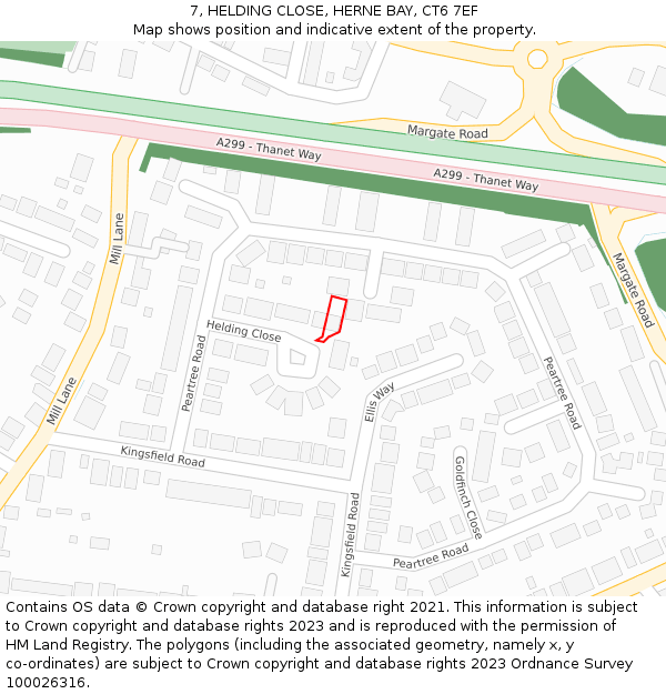 7, HELDING CLOSE, HERNE BAY, CT6 7EF: Location map and indicative extent of plot