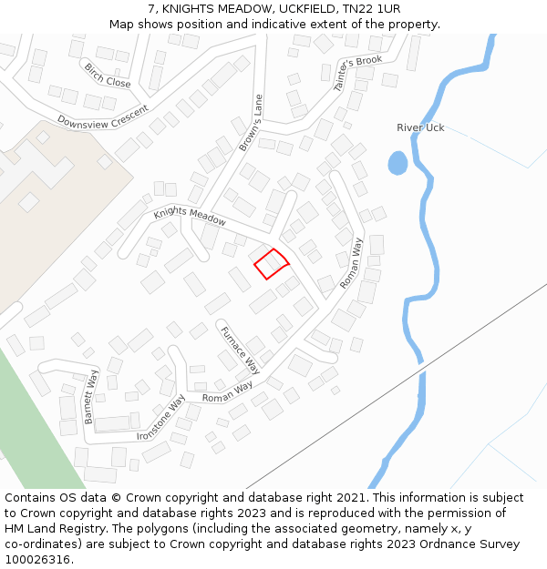 7, KNIGHTS MEADOW, UCKFIELD, TN22 1UR: Location map and indicative extent of plot