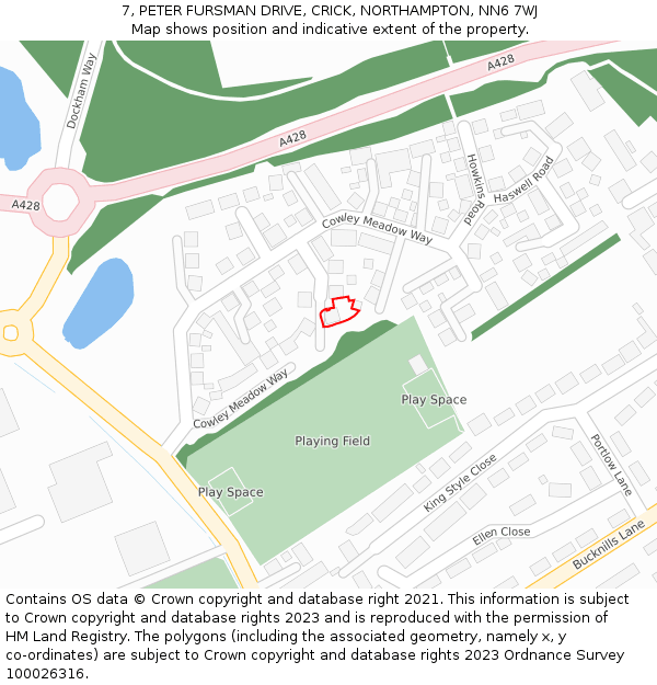 7, PETER FURSMAN DRIVE, CRICK, NORTHAMPTON, NN6 7WJ: Location map and indicative extent of plot