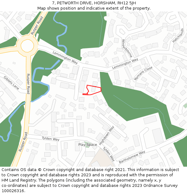 7, PETWORTH DRIVE, HORSHAM, RH12 5JH: Location map and indicative extent of plot