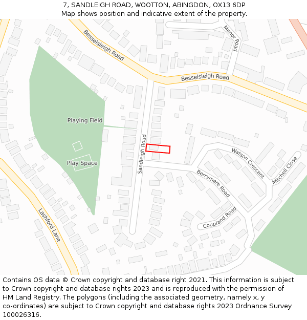 7, SANDLEIGH ROAD, WOOTTON, ABINGDON, OX13 6DP: Location map and indicative extent of plot