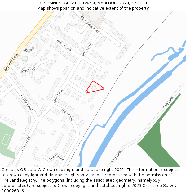 7, SPAINES, GREAT BEDWYN, MARLBOROUGH, SN8 3LT: Location map and indicative extent of plot