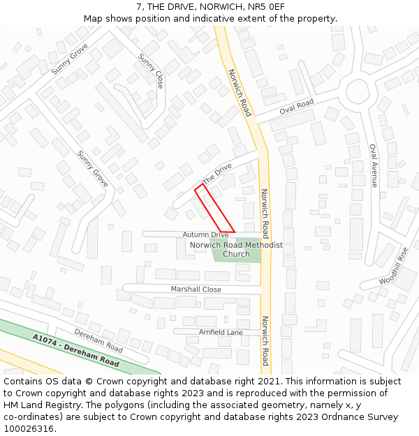 7, THE DRIVE, NORWICH, NR5 0EF: Location map and indicative extent of plot