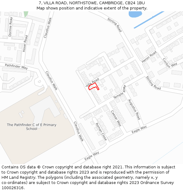 7, VILLA ROAD, NORTHSTOWE, CAMBRIDGE, CB24 1BU: Location map and indicative extent of plot