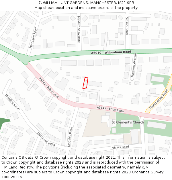 7, WILLIAM LUNT GARDENS, MANCHESTER, M21 9PB: Location map and indicative extent of plot