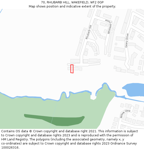 70, RHUBARB HILL, WAKEFIELD, WF2 0GP: Location map and indicative extent of plot