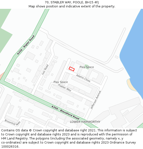 70, STABLER WAY, POOLE, BH15 4FJ: Location map and indicative extent of plot