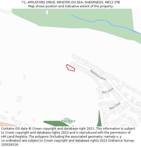 71, APPLEFORD DRIVE, MINSTER ON SEA, SHEERNESS, ME12 2TB: Location map and indicative extent of plot