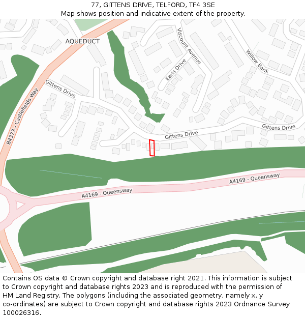 77, GITTENS DRIVE, TELFORD, TF4 3SE: Location map and indicative extent of plot