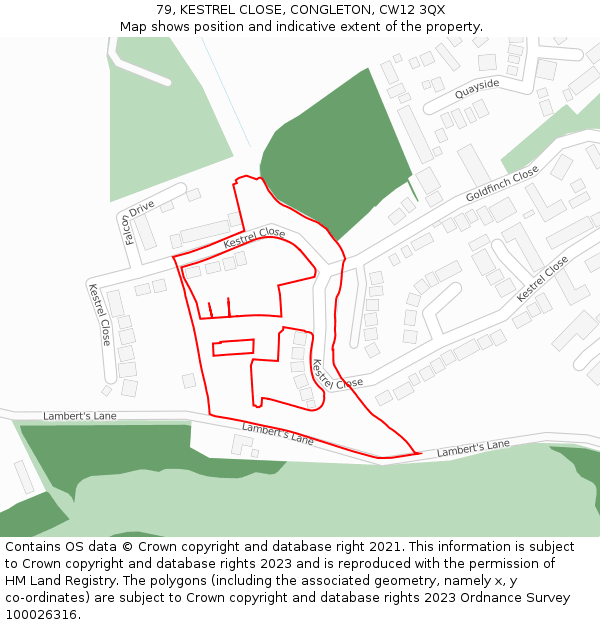 79, KESTREL CLOSE, CONGLETON, CW12 3QX: Location map and indicative extent of plot