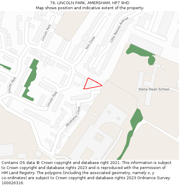 79, LINCOLN PARK, AMERSHAM, HP7 9HD: Location map and indicative extent of plot