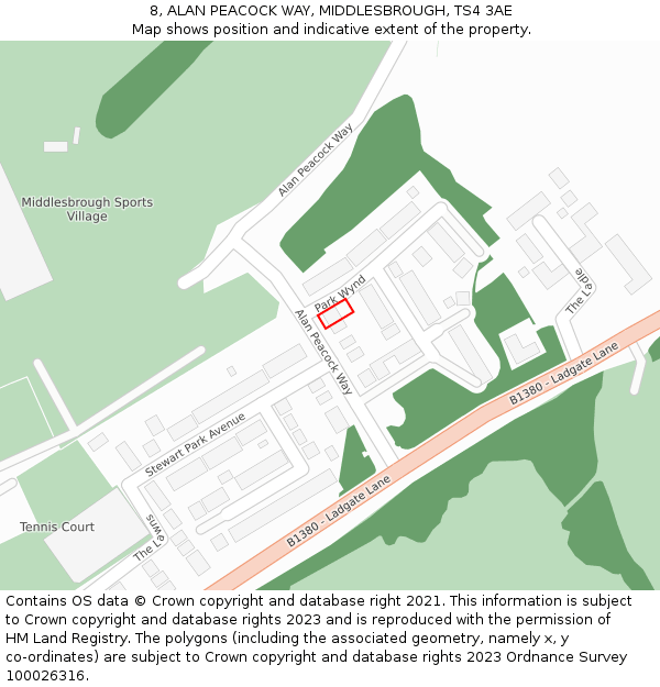 8, ALAN PEACOCK WAY, MIDDLESBROUGH, TS4 3AE: Location map and indicative extent of plot