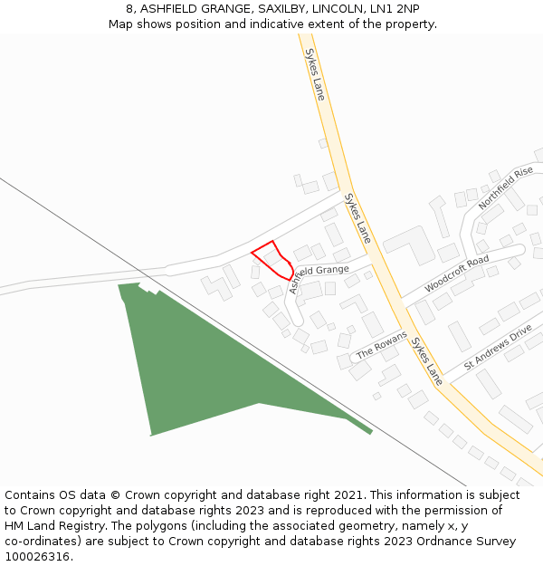 8, ASHFIELD GRANGE, SAXILBY, LINCOLN, LN1 2NP: Location map and indicative extent of plot