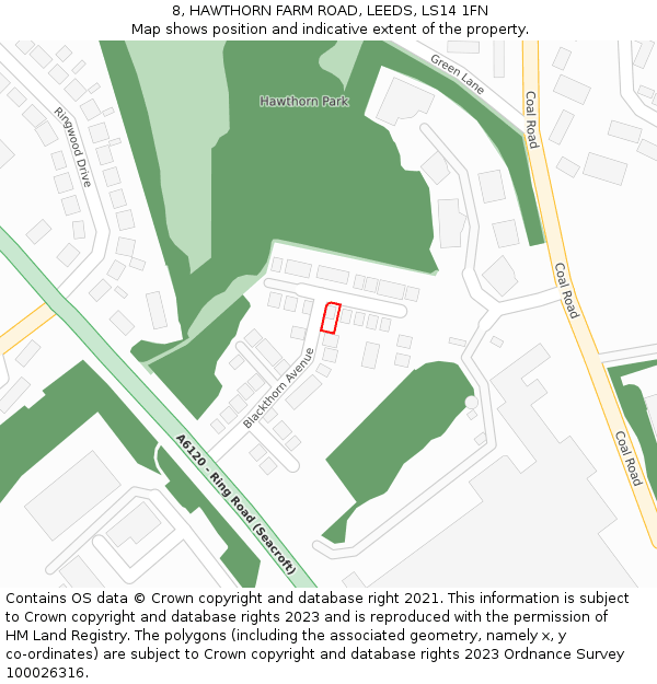 8, HAWTHORN FARM ROAD, LEEDS, LS14 1FN: Location map and indicative extent of plot