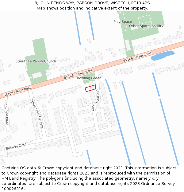 8, JOHN BENDS WAY, PARSON DROVE, WISBECH, PE13 4PS: Location map and indicative extent of plot