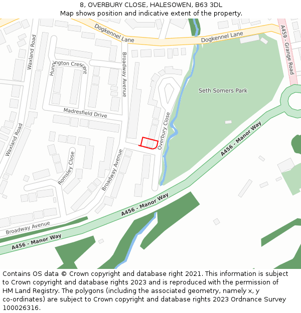 8, OVERBURY CLOSE, HALESOWEN, B63 3DL: Location map and indicative extent of plot