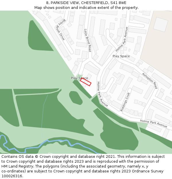 8, PARKSIDE VIEW, CHESTERFIELD, S41 8WE: Location map and indicative extent of plot