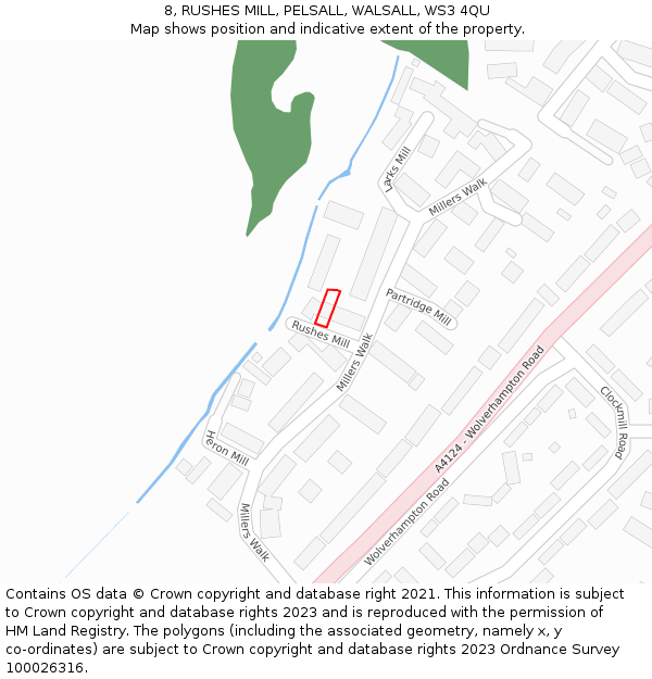 8, RUSHES MILL, PELSALL, WALSALL, WS3 4QU: Location map and indicative extent of plot