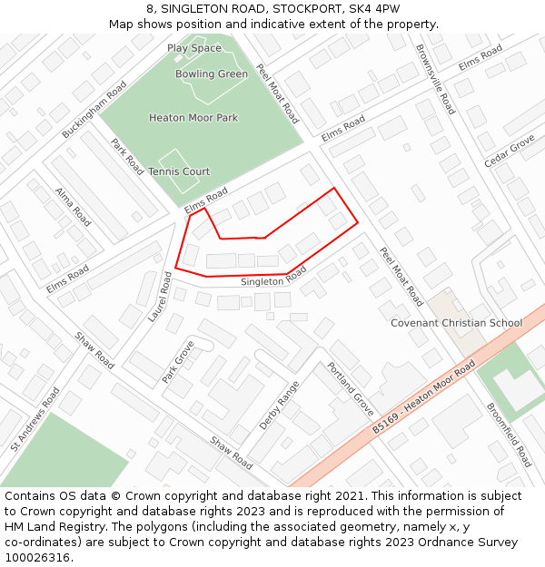 8, SINGLETON ROAD, STOCKPORT, SK4 4PW: Location map and indicative extent of plot