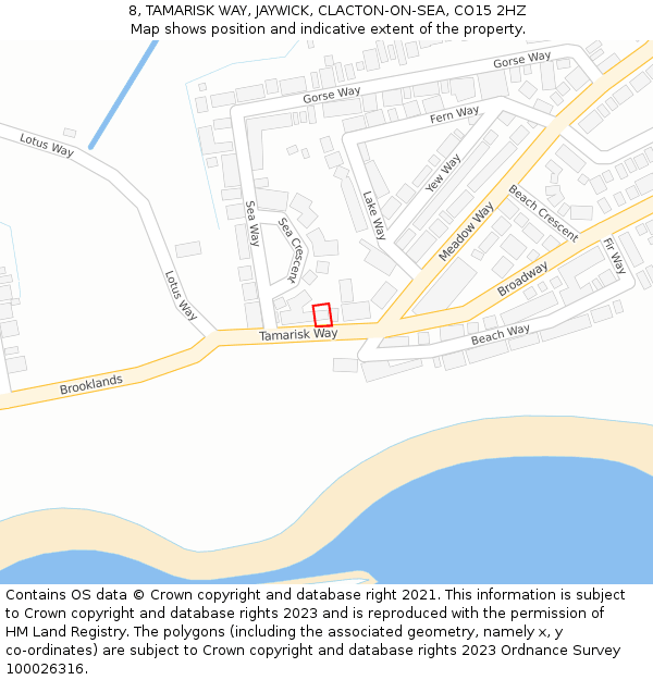 8, TAMARISK WAY, JAYWICK, CLACTON-ON-SEA, CO15 2HZ: Location map and indicative extent of plot